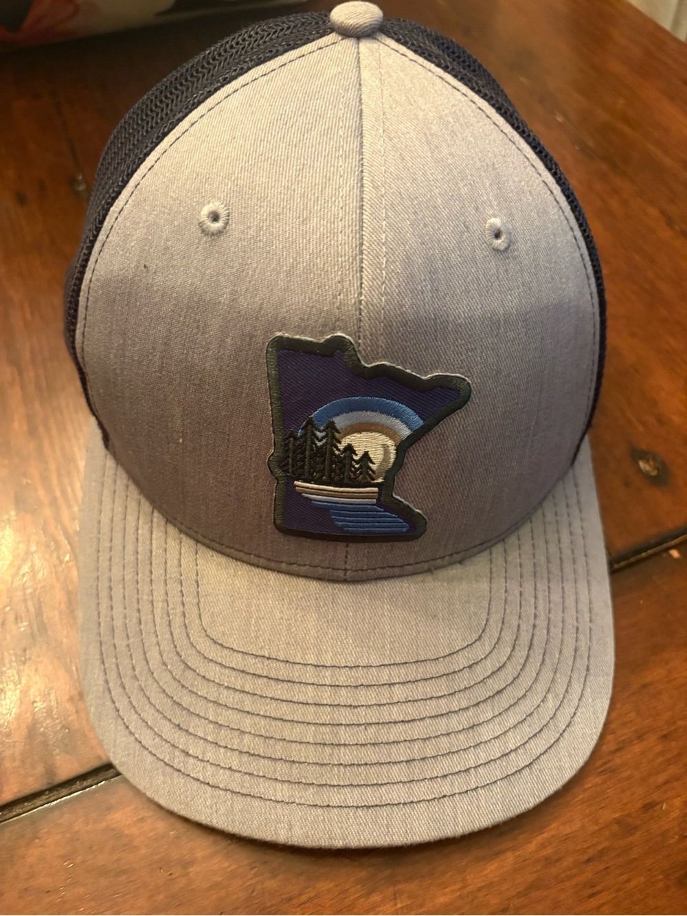 Grey Trucker Hat with Minnesota Patch